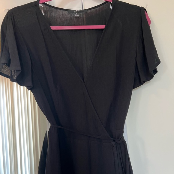 NWOT Lulus Heart of Marigold Black Wrap Maxi Dress - Picture 6 of 9